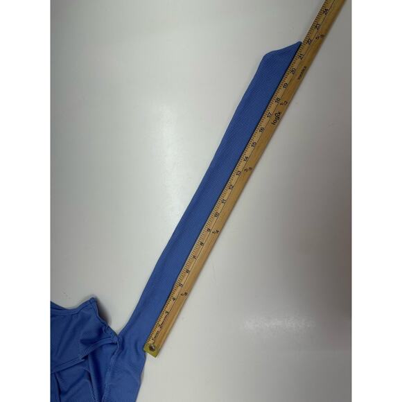 Shein Womens Tank Top Size Small Blue Ribbed Cropped Back Tie - Picture 12 of 13